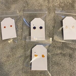 Assorted Gold-Tone Stud Earring Set with Colored Enamel Accents